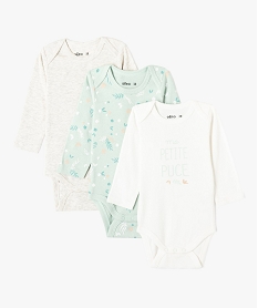 bodies bebe a manches longues et col americain theme fleurs (lot de 3) multicoloreI767101_1