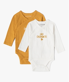 GEMO Body bébé manches longues en bord-côte - LuluCastagnette (lot de 2) Jaune