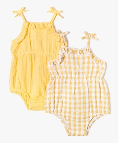 GEMO Combishort bébé à bretelles forme barboteuse à bretelles (lot de 2) Jaune