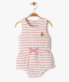 GEMO Combishort bébé à bretelles en éponge rayé - LuluCastagnette Beige