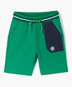 GEMO Bermuda garçon en maille avec poche contrastante vert standard