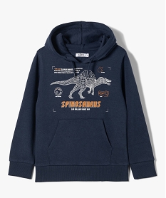 sweat garcon a capuche en molleton imprime dinosaure bleuI772101_1