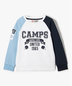 GEMO Sweat garçon tricolore avec inscription - Camps United Blanc