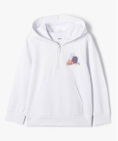 GEMO Sweat garçon à capuche avec inscription dans le dos blanc standard