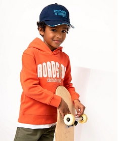 GEMO Sweat garçon à capuche avec inscription brodée orange standard
