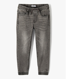 GEMO Jean garçon coupe Regular avec ceinture et bas de jambes élastiques Gris