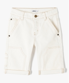 GEMO Bermuda garçon en denim avec surpiqûres contrastantes blanc chine