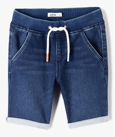 GEMO Bermuda en denim avec ceinture en bord-côte garçon bleu vif
