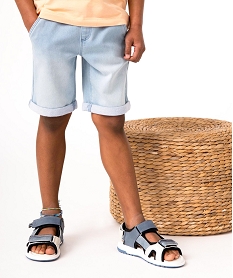 GEMO Bermuda garçon en denim avec ceinture en bord-côte Bleu