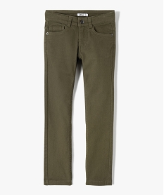 GEMO Pantalon garçon uni coupe Slim extensible kaki fonce