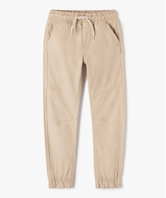 GEMO Pantalon garçon en toile avec taille et chevilles élastiquées beige standard