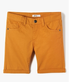 GEMO Bermuda garçon en coton twill uni à revers orange standard