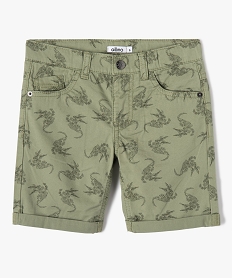GEMO Bermuda en coton twill imprimé à revers garçon Jaune