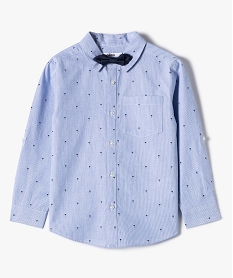 chemise garcon rayee avec motifs palmiers et noeud papillon bleuI779601_2