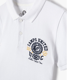 polo garcon a manches courtes avec motifs brodes - camps united blanc polosI782401_2