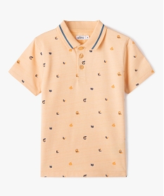 polo garcon a manches courtes avec petits motifs orangeI782701_1