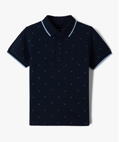 polo garcon a motifs palmiers et finitions contrastantes bleu polosI782801_1