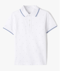 GEMO Polo garçon à motifs palmiers et finitions contrastantes blanc standard