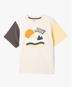 GEMO Tee-shirt garçon à manches courtes imprimé look rétro beige standard
