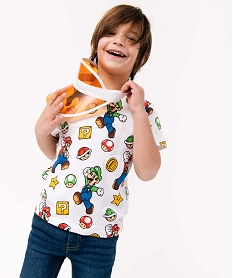 GEMO Tee-shirt garçon à manches courtes à motifs - Super Mario Blanc
