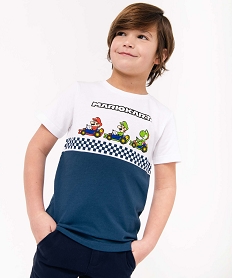 GEMO Tee-shirt garçon bicolore à manches courtes - Mario Kart Bleu