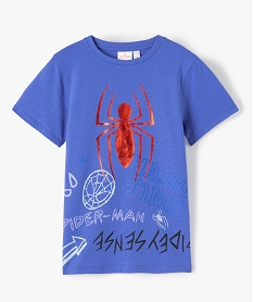 GEMO Tee-shirt garçon à motif brillant - Spiderman Bleu