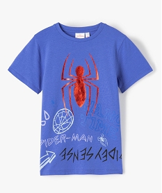 GEMO Tee-shirt garçon à motif brillant - Spiderman bleu standard