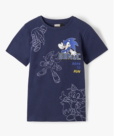 GEMO Tee-shirt garçon à manches courtes et imprimé - Sonic Bleu