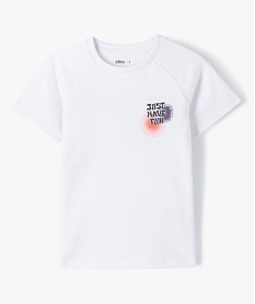 GEMO Tee-shirt garçon à manches courtes avec motif streetwear au dos Blanc