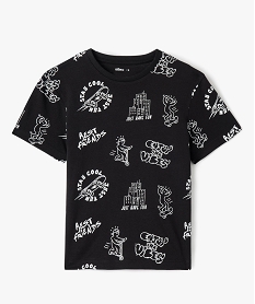 GEMO Tee-shirt garçon à manches courtes imprimé streetwear Noir