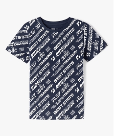 GEMO Tee-shirt garçon à manches courtes avec inscriptions Bleu