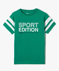 GEMO Tee-shirt garçon avec inscriptions et bandes sur les manches Vert