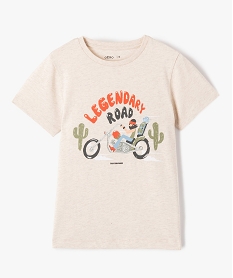 GEMO Tee-shirt garçon à manches courtes avec motif moto Beige