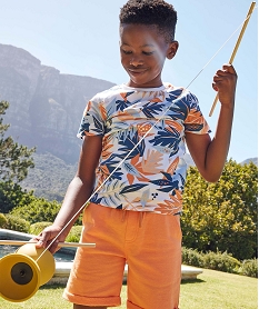GEMO Tee-shirt garçon bicolore à motifs exotiques Imprimé