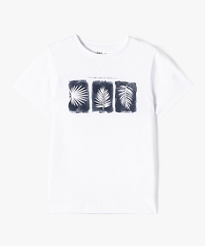 GEMO Tee-shirt garçon avec motif feuillage sur la poitrine blanc standard