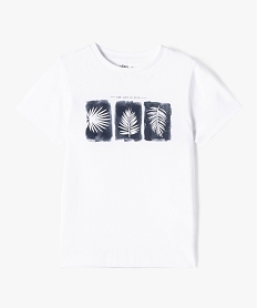 GEMO Tee-shirt garçon avec motif feuillage sur la poitrine Blanc