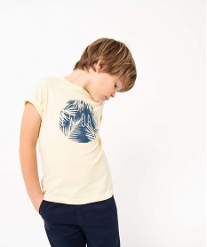 GEMO Tee-shirt garçon avec motif feuillage sur la poitrine jaune standard