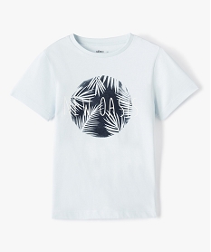 GEMO Tee-shirt garçon à manches courtes avec motif feuillage bleu standard
