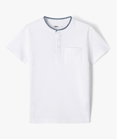 GEMO Tee-shirt garçon esprit polo en maille piquée Blanc