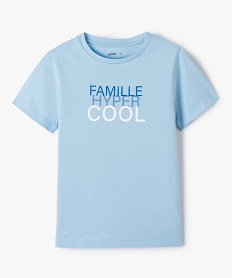 GEMO Tee-shirt à manches courtes garçon avec message famille bleu standard