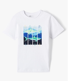 GEMO Tee-shirt garçon à manches courtes à motifs animaux blanc standard