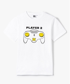 GEMO Tee-shirt garçon avec motif manette de jeu - Smiley World Blanc
