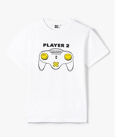 GEMO Tee-shirt garçon avec motif manette de jeu - Smiley World blanc standard