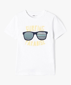 GEMO Tee-shirt garçon à manches courtes avec motif estival Blanc