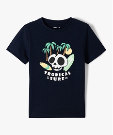 GEMO Tee-shirt garçon à manches courtes avec motif sur le buste Bleu