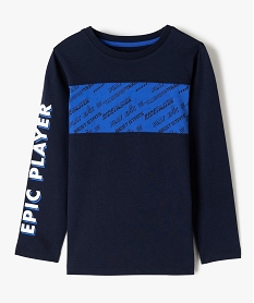 GEMO Tee-shirt garçon à manches longues bicolore navy