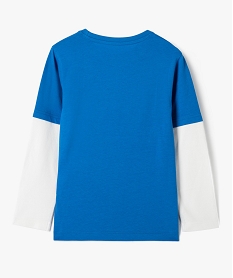 tee-shirt garcon a manches longues effet 2-en-1 bleuI790401_3