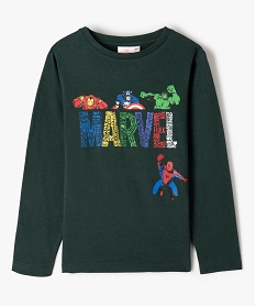 GEMO Tee-shirt garçon à manches longues imprimé - Avengers Vert