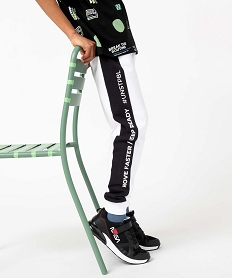 GEMO Pantalon de jogging garçon avec bandes contrastantes sur les côtés Blanc