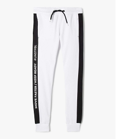 pantalon de jogging garcon avec bandes contrastantes sur les cotes blancI792101_2